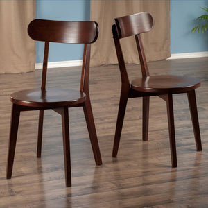 Winsome Wood Pauline 2-piece Chair Set - Modern Vintage Walnut Dining Chairs With Flared Legs & Broad Seats Walnut Solid Wood 94209-winsome-wood