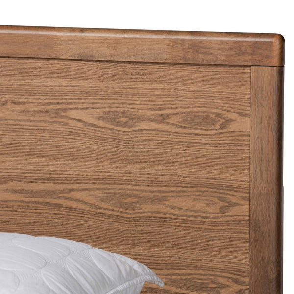 Baxton Studio Baxton Studio Modern Platform Storage Bed with 4 Drawers, Built-In Shelves, and Adjustable Headboard King Tamsin-Ash Walnut-King