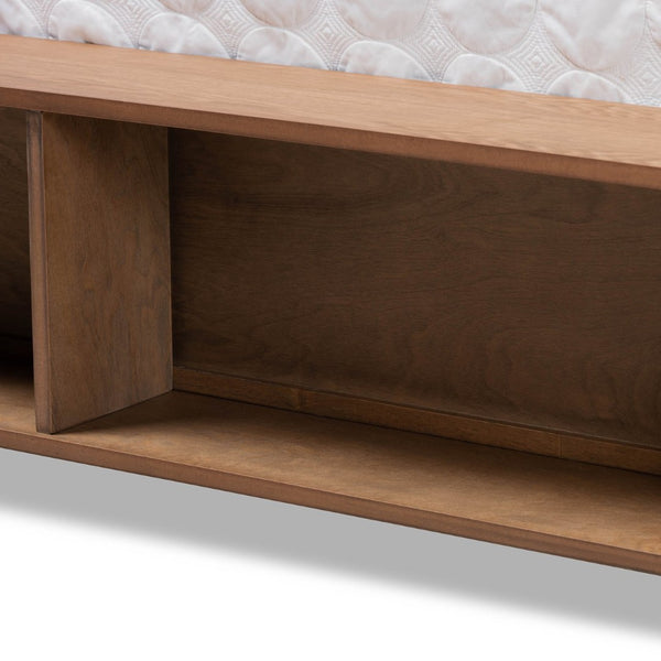 Baxton Studio Baxton Studio Modern Platform Storage Bed with 4 Drawers, Built-In Shelves, and Adjustable Headboard King Tamsin-Ash Walnut-King