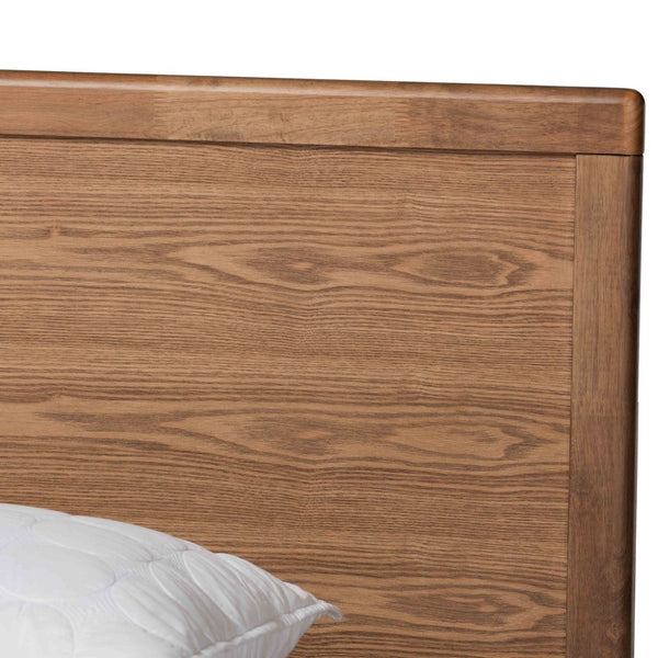 Baxton Studio Baxton Studio Modern Platform Bed with 3 Storage Drawers, Adjustable Headboard, Ash Walnut Finish Aras King Aras-Ash Walnut-King