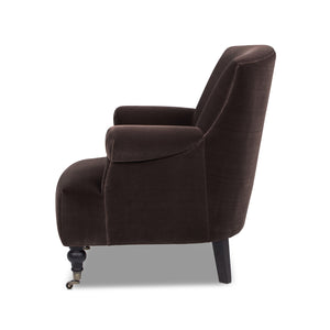 English Elm Jennifer Taylor Home - Eloise Handcrafted 30" Pleated Sock-Arm Accent Chair with Camelback Silhouette and Solid Wood Legs Brown B2719P387116