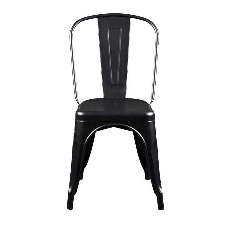 EuroStyle Corsair Powder Coated Steel Stacking Dining Chairs Set of 4 for Modern Spaces 94210MTBLK