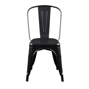 EuroStyle Corsair Powder Coated Steel Stacking Dining Chairs Set of 4 for Modern Spaces 94210MTBLK