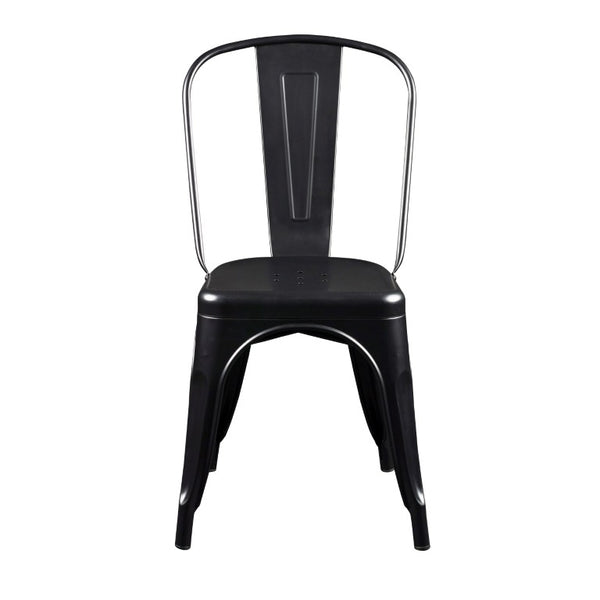 EuroStyle Corsair Powder Coated Steel Stacking Dining Chairs Set of 4 for Modern Spaces 94210MTBLK