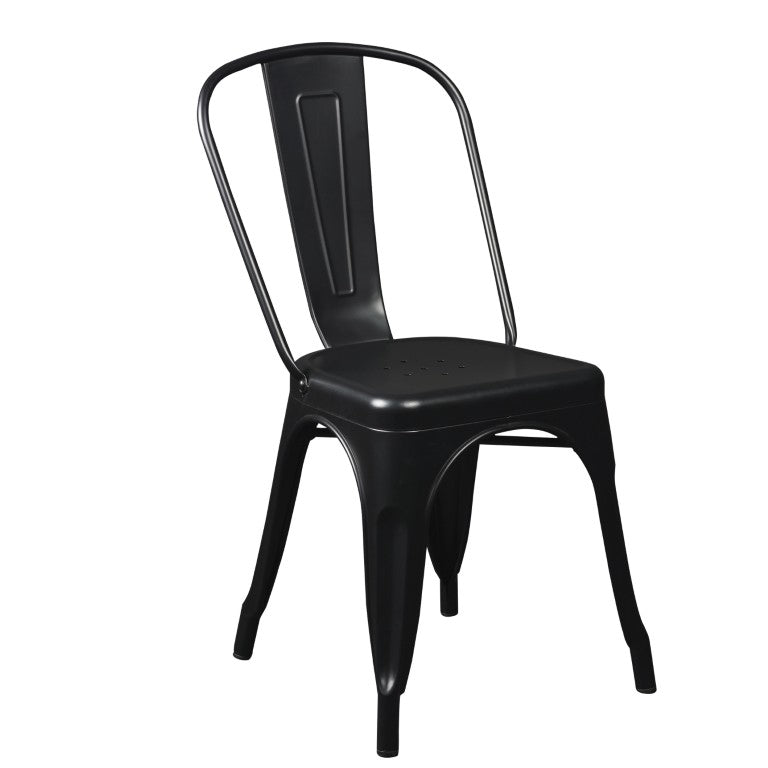 EuroStyle Corsair Powder Coated Steel Stacking Dining Chairs Set of 4 for Modern Spaces 94210MTBLK