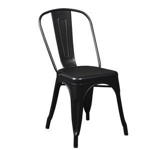 EuroStyle Corsair Powder Coated Steel Stacking Dining Chairs Set of 4 for Modern Spaces 94210MTBLK