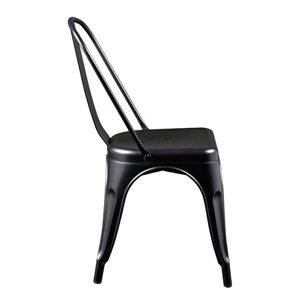 EuroStyle Corsair Powder Coated Steel Stacking Dining Chairs Set of 4 for Modern Spaces 94210MTBLK
