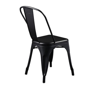 EuroStyle Corsair Powder Coated Steel Stacking Dining Chairs Set of 4 for Modern Spaces 94210MTBLK