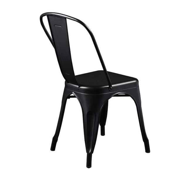 EuroStyle Corsair Powder Coated Steel Stacking Dining Chairs Set of 4 for Modern Spaces 94210MTBLK