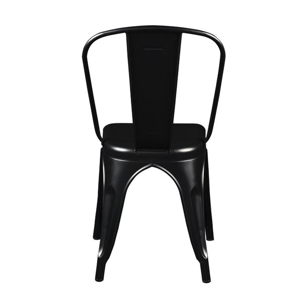 EuroStyle Corsair Powder Coated Steel Stacking Dining Chairs Set of 4 for Modern Spaces 94210MTBLK