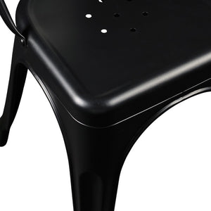 EuroStyle Corsair Powder Coated Steel Stacking Dining Chairs Set of 4 for Modern Spaces 94210MTBLK