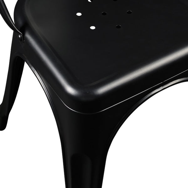 EuroStyle Corsair Powder Coated Steel Stacking Dining Chairs Set of 4 for Modern Spaces 94210MTBLK