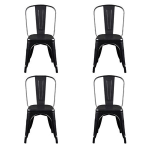 EuroStyle Corsair Powder Coated Steel Stacking Dining Chairs Set of 4 for Modern Spaces 94210MTBLK