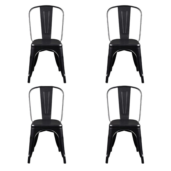 EuroStyle Corsair Powder Coated Steel Stacking Dining Chairs Set of 4 for Modern Spaces 94210MTBLK