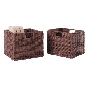Winsome Wood Tessa 2-piece Foldable Woven Rope Basket Set, Walnut - Stylish Storage For Home Organization & Decor Walnut Paper 94211-winsome-wood