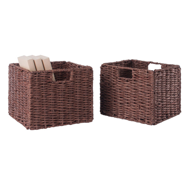 Winsome Wood Tessa 2-piece Foldable Woven Rope Basket Set, Walnut - Stylish Storage For Home Organization & Decor Walnut Paper 94211-winsome-wood