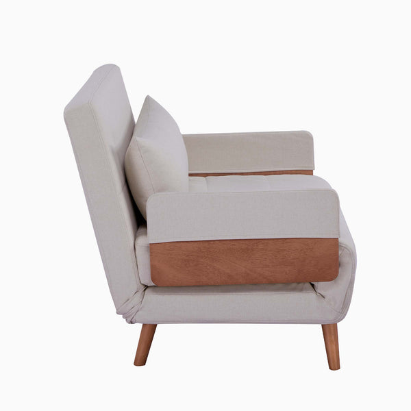 English Elm TRIO Extra Loveseat sleeper sofa bed converts in 10s with 3-position backrest, breathable linen, silent hinges for small spaces Beige W3391P325413