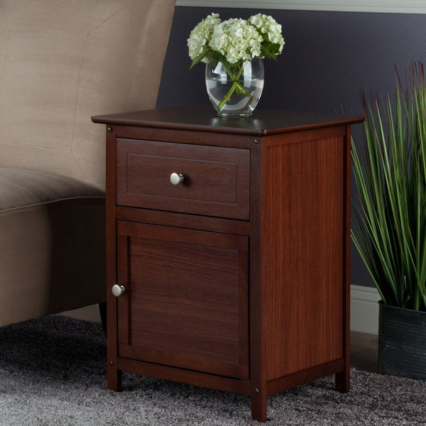 Winsome Wood Eugene Accent Table - Elegant Walnut Nightstand With Storage Drawer & Versatile Design For Home Decor Walnut Solid ,Composite Wood 94215-winsome-wood