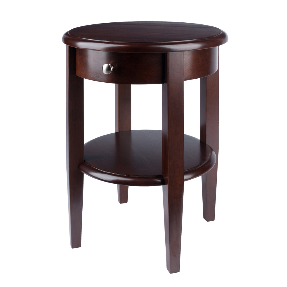 Winsome Wood Concord Round End Table - Compact Walnut Accent Table With Drawer & Shelf For Stylish Storage Solutions Walnut Solid ,Composite Wood 94217-winsome-wood