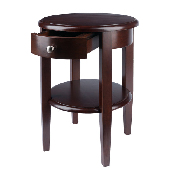 Winsome Wood Concord Round End Table - Compact Walnut Accent Table With Drawer & Shelf For Stylish Storage Solutions Walnut Solid ,Composite Wood 94217-winsome-wood