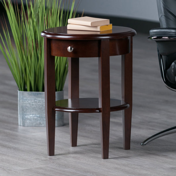 Winsome Wood Concord Round End Table - Compact Walnut Accent Table With Drawer & Shelf For Stylish Storage Solutions Walnut Solid ,Composite Wood 94217-winsome-wood