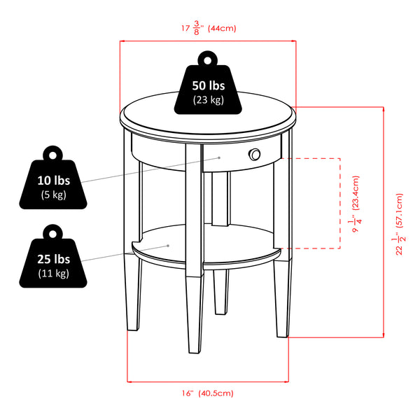 Winsome Wood Concord Round End Table - Compact Walnut Accent Table With Drawer & Shelf For Stylish Storage Solutions Walnut Solid ,Composite Wood 94217-winsome-wood