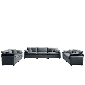 English Elm Modern 3-Piece Sofa Set With Ergonomic Design, Soft Grey Corduroy Upholstery & Flexible Seating Options W714S00754