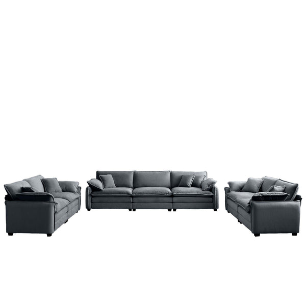 English Elm Modern 3-Piece Sofa Set With Ergonomic Design, Soft Grey Corduroy Upholstery & Flexible Seating Options W714S00754