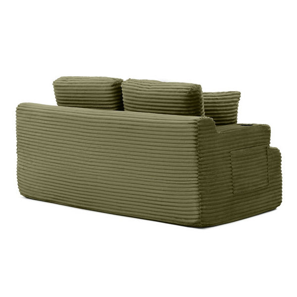 English Elm 66.5''boneless Floor Sofa Corduroy Two Seater with Cup Holders and Pockets for Apartments Green W1117P427659