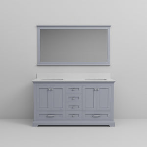 English Elm Dark Grey Double Bath Vanity With White Quartz Top, Spacious Storage, And Large 58" Mirror Included B2731S00657