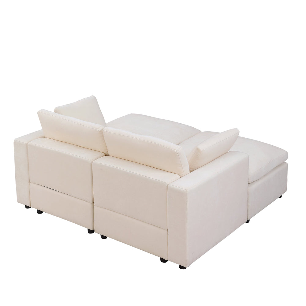 English Elm 68.5" Modular Loveseat Sofa Set With 2 Ottomans - Versatile Chenille Sleeper Couch For Small Spaces W1123S00040