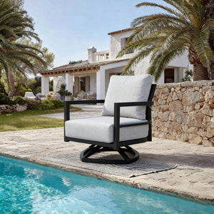 English Elm Modern Welded Aluminum Patio Club Chair with Sunbrella Cushion and Ergonomic Backrest W1886P428281