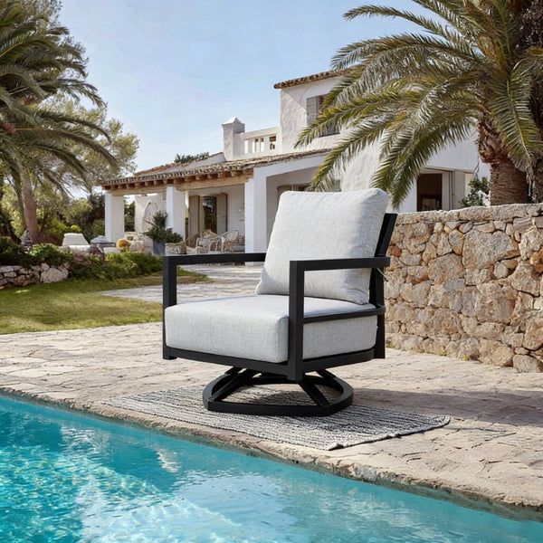 English Elm Modern Welded Aluminum Patio Club Chair with Sunbrella Cushion and Ergonomic Backrest W1886P428281