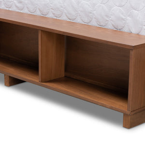 Baxton Studio Baxton Modern Transitional Platform Storage Bed with 4 Drawers and Adjustable Headboard in Walnut Finish Milana Queen Milana-Ash Walnut-Queen