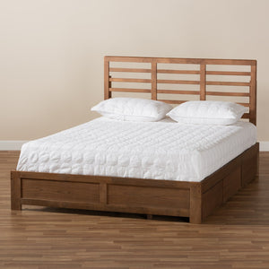 Baxton Studio Baxton Studio Modern Ash Walnut Platform Storage Bed with 3 Drawers and Adjustable Headboard Height Piera King Piera-Ash Walnut-King