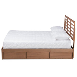 Baxton Studio Baxton Studio Modern Ash Walnut Platform Storage Bed with 3 Drawers and Adjustable Headboard Height Piera King Piera-Ash Walnut-King