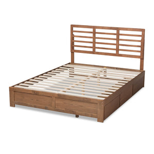 Baxton Studio Baxton Studio Modern Ash Walnut Platform Storage Bed with 3 Drawers and Adjustable Headboard Height Piera King Piera-Ash Walnut-King