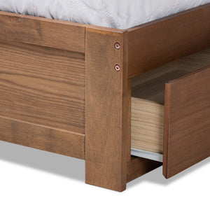 Baxton Studio Baxton Studio Modern Ash Walnut Platform Storage Bed with 3 Drawers and Adjustable Headboard Height Piera King Piera-Ash Walnut-King