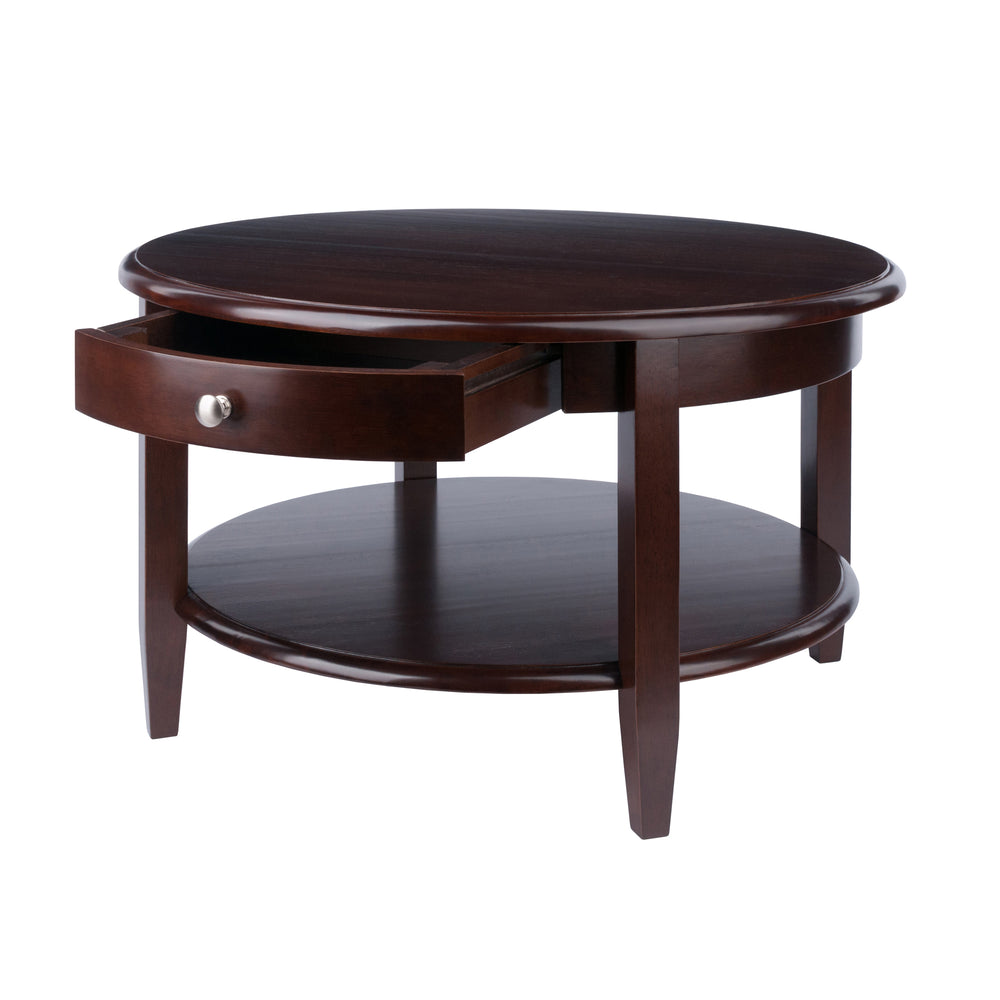 Winsome Wood Concord Round Coffee Table – Classic Walnut Finish, Ample Storage & Stylish Design For Any Décor Walnut Solid ,Composite Wood 94231-winsome-wood