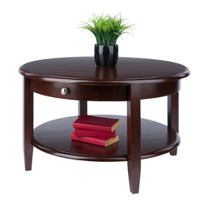 Winsome Wood Concord Round Coffee Table – Classic Walnut Finish, Ample Storage & Stylish Design For Any Décor Walnut Solid ,Composite Wood 94231-winsome-wood