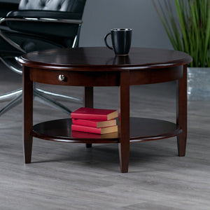 Winsome Wood Concord Round Coffee Table – Classic Walnut Finish, Ample Storage & Stylish Design For Any Décor Walnut Solid ,Composite Wood 94231-winsome-wood