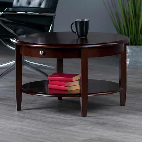 Winsome Wood Concord Round Coffee Table – Classic Walnut Finish, Ample Storage & Stylish Design For Any Décor Walnut Solid ,Composite Wood 94231-winsome-wood