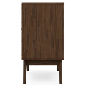 English Elm Clarkson Solid Acacia Wine Cabinet with Rack and Stemware Storage Mid-century Style B136P362545