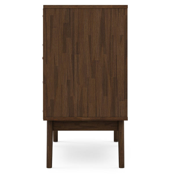 English Elm Clarkson Solid Acacia Wine Cabinet with Rack and Stemware Storage Mid-century Style B136P362545