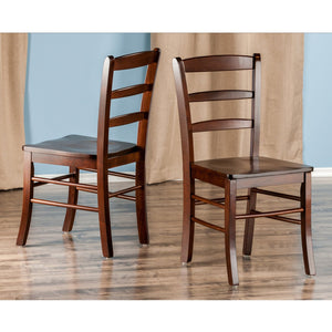 Winsome Wood Benjamin 2-piece Ladder-back Chair Set, Walnut - Stylish Solid Wood Dining Chairs For Any Decor Walnut Solid Wood 94232-winsome-wood