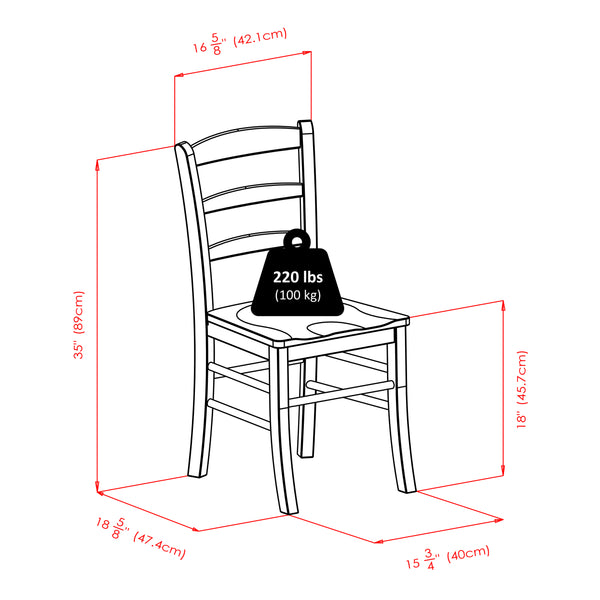 Winsome Wood Benjamin 2-piece Ladder-back Chair Set, Walnut - Stylish Solid Wood Dining Chairs For Any Decor Walnut Solid Wood 94232-winsome-wood