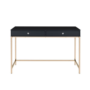 English Elm Rectangular Desk with Sleek Metal Frame and Durable Rectangular Top for Modern Home Office Workspaces Black,Gold B016P329808