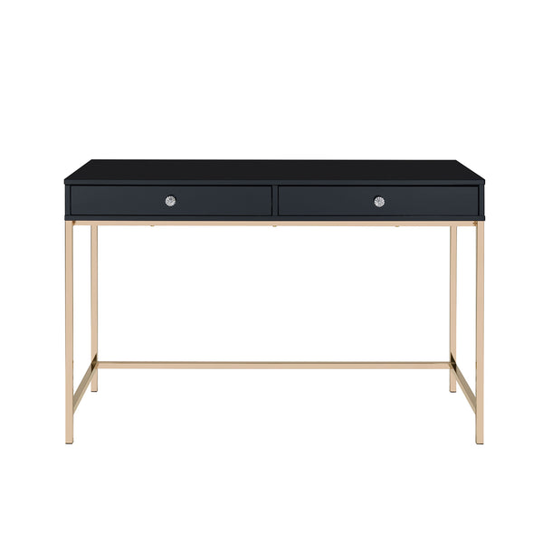 English Elm Rectangular Desk with Sleek Metal Frame and Durable Rectangular Top for Modern Home Office Workspaces Black,Gold B016P329808