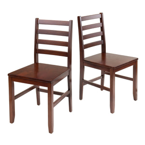 Winsome Wood Hamilton 2-piece Walnut Ladder-back Dining Chair Set - Classic Design For Farmhouse & Modern Decor Walnut Solid Wood 94236-winsome-wood