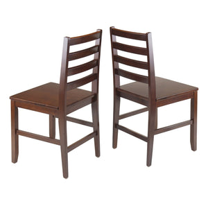 Winsome Wood Hamilton 2-piece Walnut Ladder-back Dining Chair Set - Classic Design For Farmhouse & Modern Decor Walnut Solid Wood 94236-winsome-wood